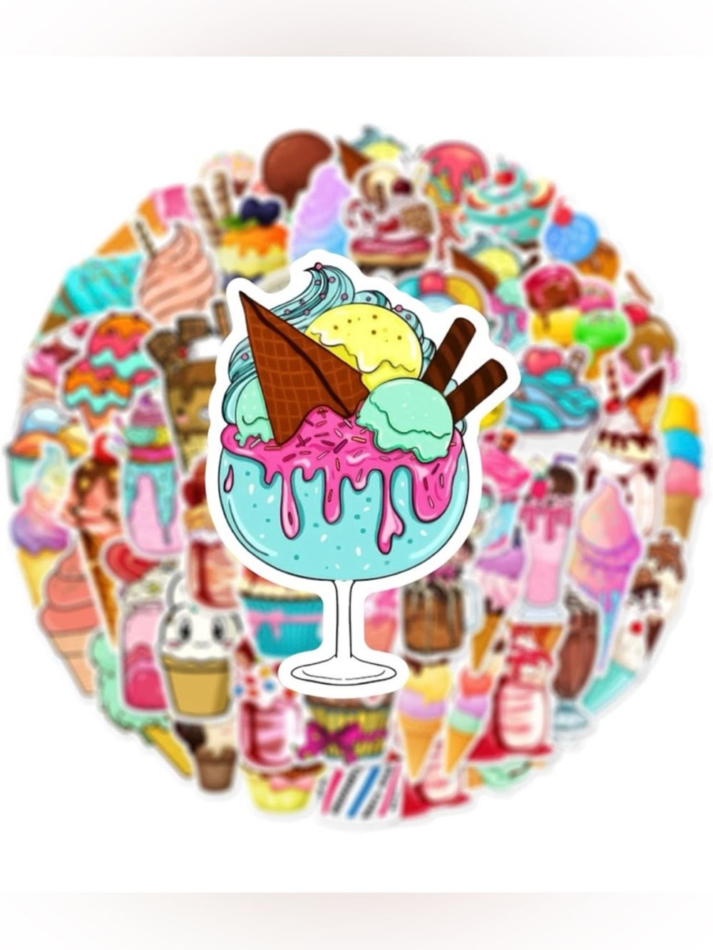 Kawaii Ice Cream & Sweet Treat Vinyl Sticker Bundle | 2 Sets of 20 Waterproof - Picture 5 of 9